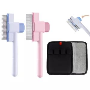 반려동물 제모 장갑 세트가 포함된 고양이와 강아지용 벼룩 브러시 털갈이 마사지용 2PCS 빗 옷 가구 카펫