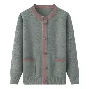 라운드 니트 선물 카디건 할머니 라운드넥 플라워