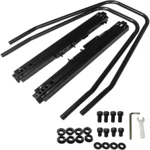 I33T 시트 슬라이더 마운팅 트랙 어셈블리 키트 버킷 및 레이싱 호환되는 유니버설 브래킷 블랙 1P