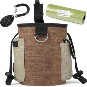 허리 벨트 조절이 가능한 온웨어 대형 반려견 간식 파우치 드로스트링이 있는 방수 옥스포드 트레이닝 백