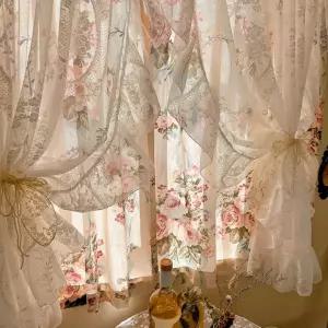 커튼 꽃 쉬폰 내추럴 커텐 공주풍 핀형