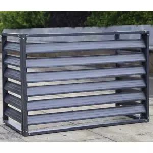 에어컨가림막 실외기 에어컨커버 3면 원목 보호 가림막 흰색