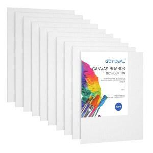이상적인 캔버스 보드, 8x10인치 10개 세트, 게소 프라이밍 화이트 빈 페인팅 - 아크릴 페인트, 붓기, 유화 수채화, 구아슈를 위한 100% 면 아트 용품 패널