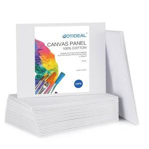 회화용 이상적인 캔버스 보드, 8x10인치 24개 세트, 게소 프라이밍 화이트 - 아크릴 페인트, 붓기, 유화용 100% 면 아트 용품