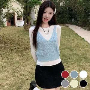 [라일리여성의류] Rly 캐주얼 조끼 니트 크롭 기장