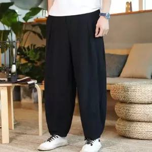 치노팬츠 남자 심플 린넨 밴딩 블루머 통바지 얇은 여름바지