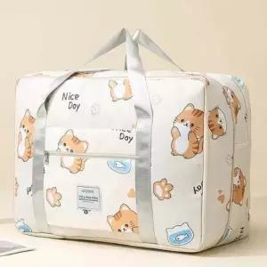 고양이 디자인의 넉넉한 수납 이불 여행파우치