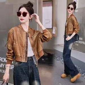 빛채운 가을 루즈핏 가죽 오토바이 숏상의 PU재킷 여성코트 코트 OPH3