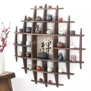 1m 원목 벽걸이 수납장 그릇장 진열장 다도 빈티지 찻잔 선반