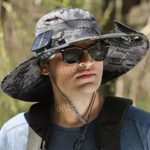 태양열 선풍기모자 태양광충전 1구 카모A 낚시모자 3단