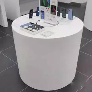 전시대 휴대폰 진열대 원형 매대 목재 핸드폰 디스플레이