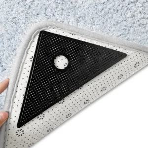 ZC GEL 8개 러그 테이프 재사용 가능한 세척 그 하드우드 바닥용 양면 미끄럼 방지 패드 스토퍼블랙