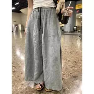 린넨 레그 배기 바지 와이드 코튼 리넨 팬츠 여름 25SS