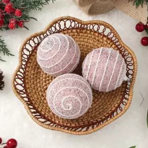 글리터 장식볼 스노우가로줄 3개 8cm 반짝이볼크리스마스 트리 오너먼트 트리볼 성탄절 소품 꾸미기