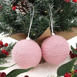 패브릭 장식볼 핑크로프 2개 10cm 겨울 인테리어크리스마스 트리 오너먼트 트리볼 성탄절 소품 꾸미기