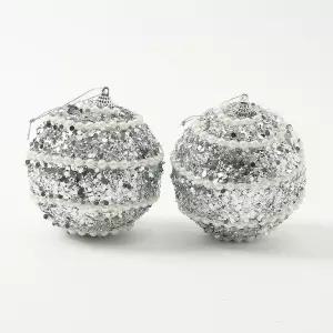 글리터 장식볼 블링진주 2개 10cm 홀리데이 크리스마스장식 오너먼트 트리 소품 성탄절 꾸미기 파티용품