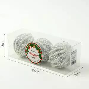 글리터 장식볼 진주회오리 3개 8cm 홀리데이 크리스마스장식 오너먼트 트리 소품 성탄절 꾸미기 파티용품