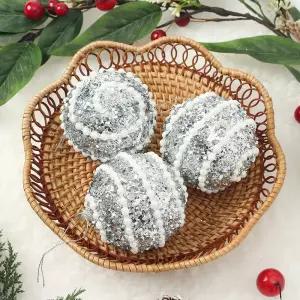 글리터 장식볼 블링진주 3개 8cm 반짝이볼크리스마스 오너먼트 트리 소품 성탄절 꾸미기 파티용품