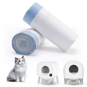 Fsitego 및 Fumoi 셀프 클리닝 쓰레기통, 초두꺼운 자동 쓰레기통 봉투, 드로스트링 및 누수 방지 고양이 쓰레기통용 40팩 대형 고양이 쓰레기통 라이너