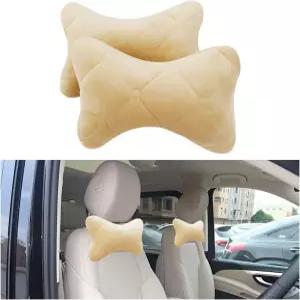 KHGUZ 2PCS 자동차 헤드레스트 베개 부드럽고 편안한 차량 목 쿠션 운전 피로 를 위한 실내 패드 액세서리