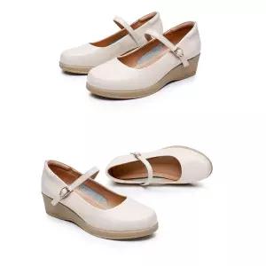 여사친 키높이 프트 슈즈 빅사이즈 소 가죽 펌프스 플랫 패피5