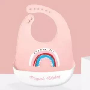 아기턱받이 길이 조절 파스텔 실리콘 방수 턱받이 무지개
