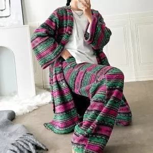 [옷자락][다잇템] 여자 롱가디건 줄무늬 노르딕 팬츠 FW 플리스 세트_19158241_588870
