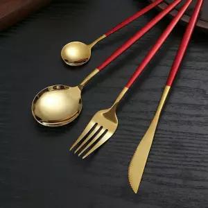 테이블앤 6인 커트러리 세트 24p 홈파티 골드 양식기스텐커트러 숟가락 포크 나이프