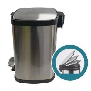 페달휴지통 삼정788 무소음 사각 스텐 페달 휴지통 12L