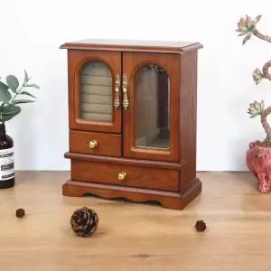 빈티지 목 반지 엔틱 보석함 보 원목 걸이 귀 악세사리