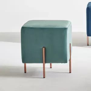 루앵 다크민트 벨벳 수납 감성스툴 화장대식탁보조의 의자 디자인 간이 매장 인테리어 형스툴