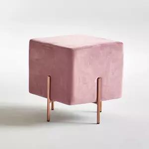 루앵 핑크 벨벳 수납 감성스툴 화장대식탁보조의자간 디자인 간이 매장 인테리어 형스툴