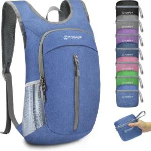 ZOMAKE 10L 초경량 패커블 백팩 소형 데이팩 경량 접이식 등산용 방수 데이백다크 블루