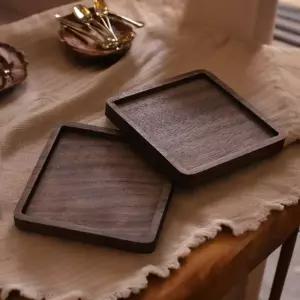 7day 사각 우드 코스터 컵받침 2p세트 다크브라운원목대 티코스터 나무 잔받침 매트 찻잔 커피 테이블웨어