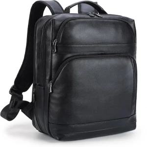 남성용 마사 카와 블랙 가죽 노트북 백팩 16인치 15.6인치 컴퓨터 출장 업무용 대형 데이팩 캠핑 위켄더