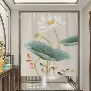 연꽃을 방장 광목천가리개 가벽 침실 주방화장실 커튼 문화 변기위 대련 해