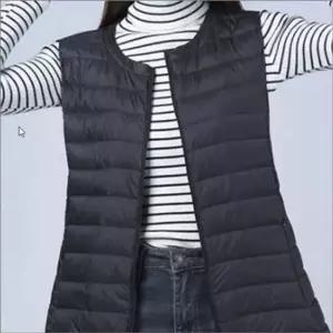 여성 경량 롱 패딩조끼 라운드넥 이너 조끼 겨울 롱베스트 2색