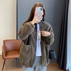 여성 2컬러 가을 겨울 데일리 뽀글이 양털 가디건