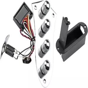 재즈 베이스 기타 교체 부품을 위한 배선 하네스 장착 프리와이어 컨트롤 플레이트 로드 보드 금속 손잡이