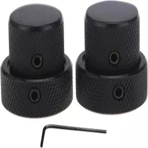 일렉트릭 기타와 베이스를 위한 Musicly Pro 유니버설 메탈 듀얼 동심원 적층 컨트롤 노브 블랙(2종 세트)