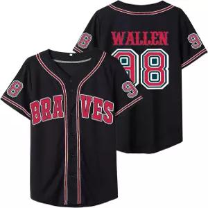 남성 98 야구 저지 컨트리 빈티지 음악 셔츠 팬 티셔츠 버튼 다운 힙스터 힙합 스포츠 유니폼