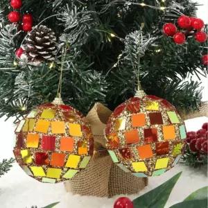 골드글리터 미러볼 장식볼 트리 2p세트(10cm) 오너먼트 크리스마스 인테리어소품 핸드메이드 고급볼 트리볼