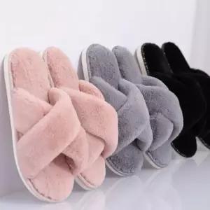 인기상품 슬리퍼 털 겨울 여성 퍼 실내화 거실 소프트 사선 [WFKNLEQ_260410]