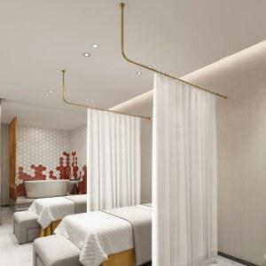 L자 커튼 봉 대형 실 천정 가림막 파티션 병원 샤워커튼 수평 수직 칸막이