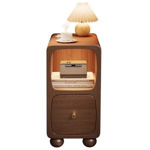 조명협탁 LED 램프 무드등 오브제 공룡알 수납 침실 빈티지 호두 단스탠드 무선충전