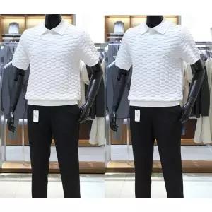 바쏘 25 NEW 써머 Cool 코튼 빅 와플패턴 데일리 카라니트 2종 화이트베이지,화이트민트 1209007