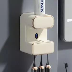 자동 센서 치약 디스펜서 겸 칫솔 살균기 아이보리 관리 UV UV자외선 UV조명 샬기 짜개