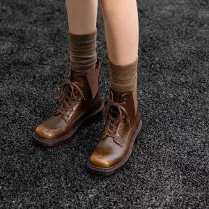 원더맨 여자 데일리룩 신발 워커힐 메일라드 가을~에나멜 소가죽 워커 겨울 통굽 낮은 라운드 진가죽 스트