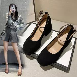 MN 여성 하이힐 슈즈 가을 일자 스트랩 빈티지 스커트 힐 인기3