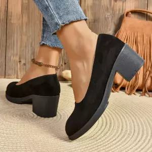 여성용 여춘추힐 미들굽 MN 빅사이즈 라운드 가보시 하이힐 단 사이즈 화 41-43 인기3